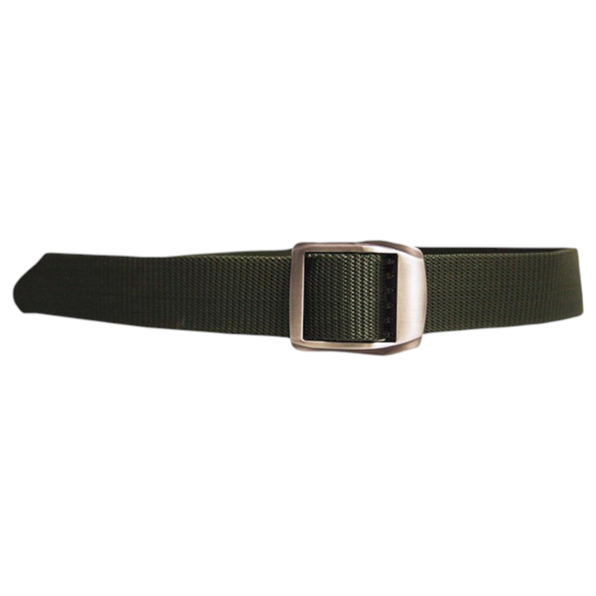 Mens khaki ratchet buckle belt with metal square buckle